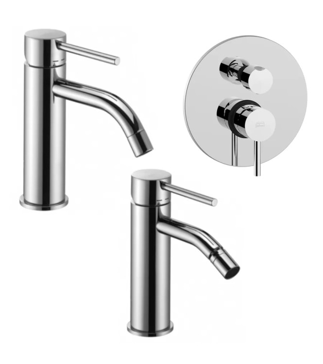 SET MISCELATORE LAVABO E BIDET + INCASSO DOCCIA 2 USCITE CROMATO - LIGHT DI PAFFONI - LG-B3C