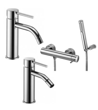 WASHBASIN AND BIDET MIXER SET WITH EXTERNAL SHOWER, CHROME -  LIGHT BY PAFFONI - LG-16C