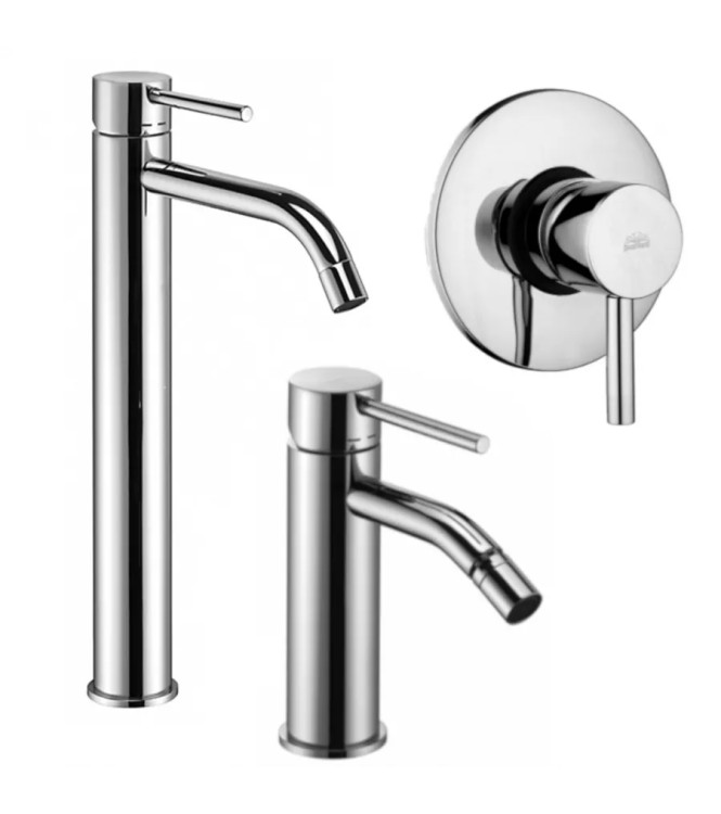 SET MISCELATORE LAVABO PROLUNGATO + BIDET + INCASSO DOCCIA CROMATO - LIGHT DI PAFFONI - LG-L11C