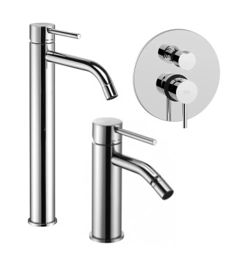 SET MISCELATORE LAVABO PROLUNGATO + BIDET + INCASSO DOCCIA 2 USCITE CROMATO - LIGHT DI PAFFONI - LG-L18C