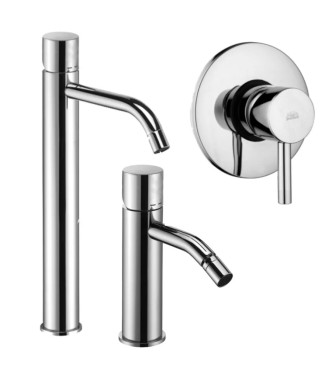 EXTENDED WASHBASIN AND BIDET MIXER SET WITHOUT LEVER WITH BUILT-IN SINGLE-LEVER SHOWER 11CM CHROME - LIGHT BY PAFFONI - LG-P11C