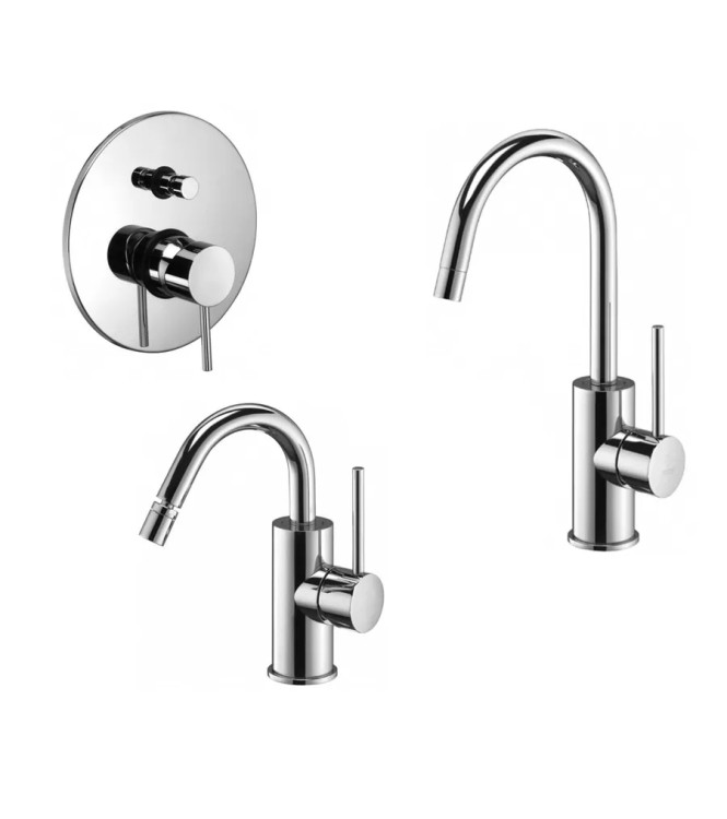 SET MISCELATORE LAVABO E BIDET CANNA A U CROMATO + INCASSO DOCCIA CON DEVIATORE CROMATO - LIGHT DI PAFFONI - LG-15C