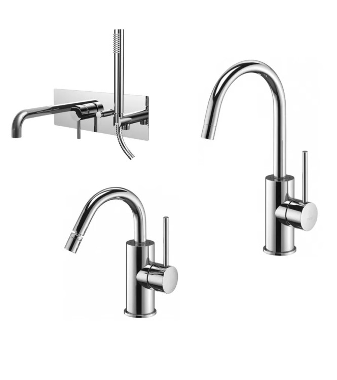 SET MISCELATORE LAVABO E BIDET CANNA A U + INCASSO DOCCIA CROMATO - LIGHT DI PAFFONI - LG-A2C