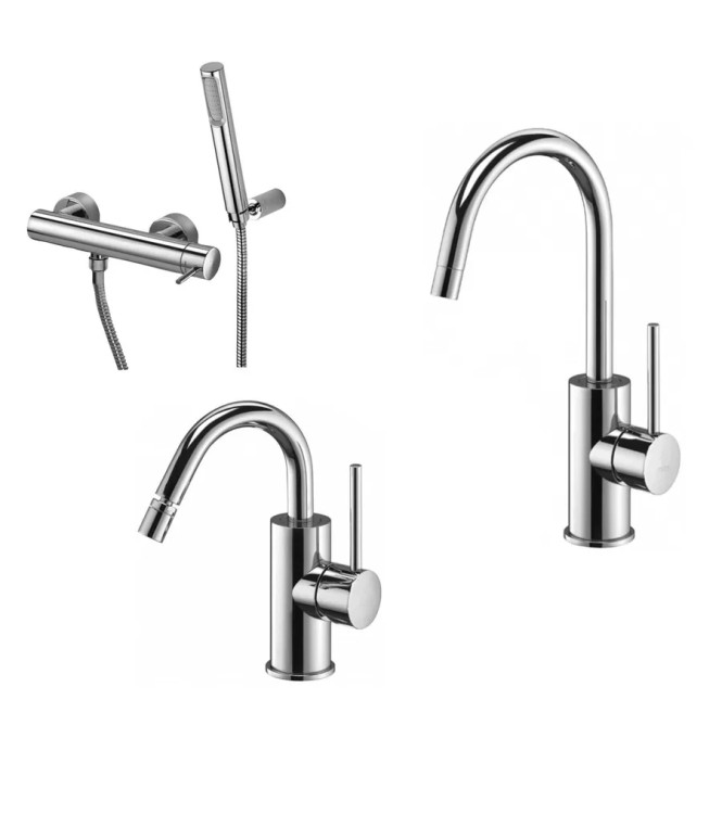 SET MISCELATORE LAVABO E BIDET CANNA A U + ESTERNO DOCCIA CROMATO - LIGHT DI PAFFONI - LG-A7C