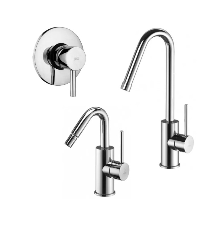 SET MISCELATORE LAVABO E BIDET CANNA ORIENTABILE + INCASSO DOCCIA CROMATO - LIGHT DI PAFFONI - LG-91C