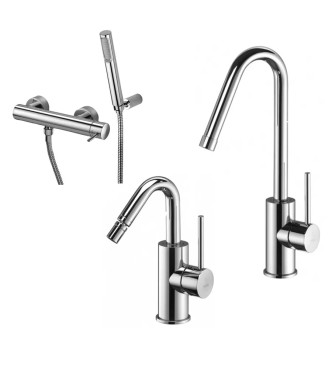 SET MISCELATORE LAVABO E BIDET CANNA ORIENTABILE + ESTERNO DOCCIA CROMATO - LIGHT DI PAFFONI - LG-R16C