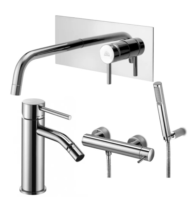12.3 CM STAINLESS STEEL CONCEALED WASHBASIN MIXER SET WITH BIDET AND EXTERNAL CHROME SHOWER - LIGHT BY PAFFONI - LG-B16C