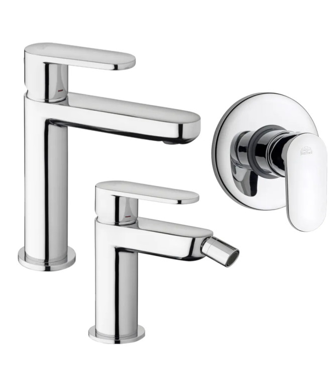 WASHBASIN AND BIDET MIXER SET WITH CHROME SINGLE-LEVER SHOWER - CANDY BY PAFFONI - CA-17C