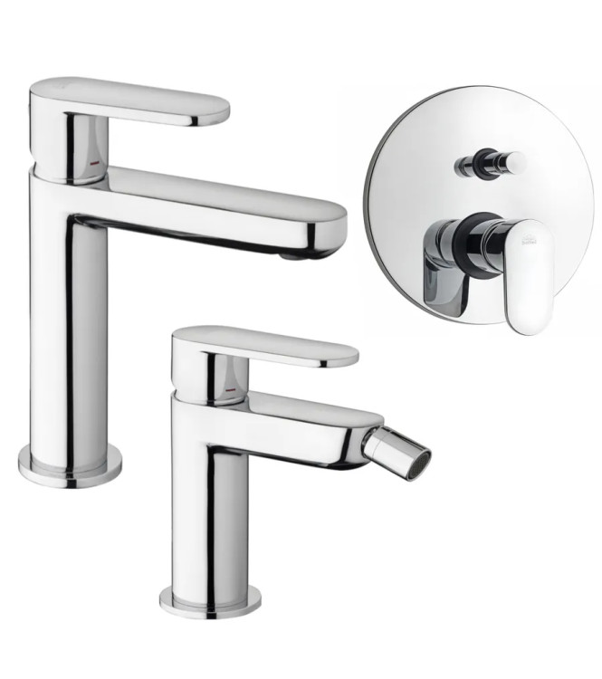 SET MISCELATORE LAVABO E BIDET + INCASSO DOCCIA CON DEVIATORE CROMATO - CANDY DI PAFFONI - CA-75C