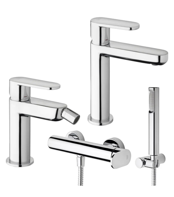 WASHBASIN AND BIDET MIXER SET WITH EXTERNAL CHROME SHOWER -  CANDY DI PAFFONI - CA-76C