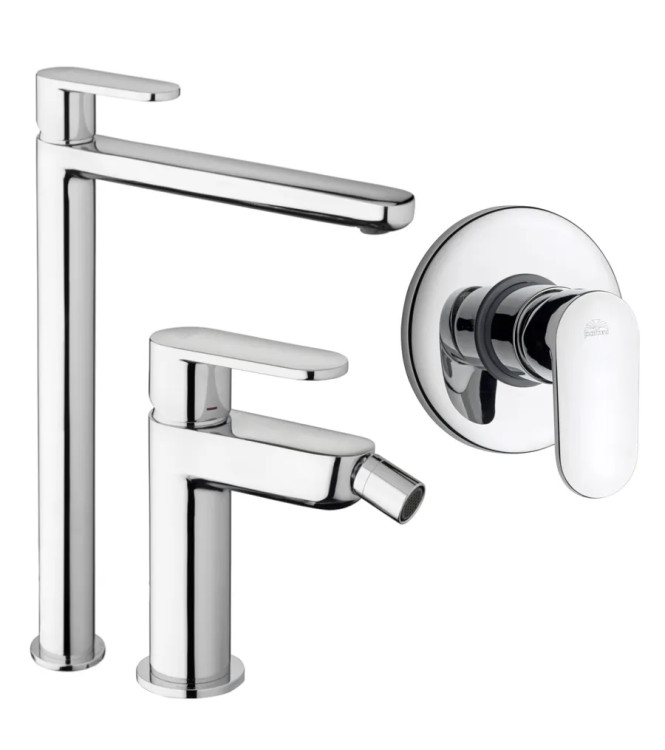 EXTENDED WASHBASIN AND BIDET MIXER SET WITH CHROME SINGLE-LEVER SHOWER -  CANDY DI PAFFONI - CA-18C
