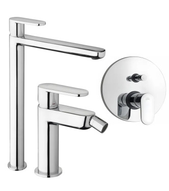 SET MISCELATORE LAVABO PROLUNGATO + BIDET + INCASSO DOCCIA CON DEVIATORE CROMATO - CANDY DI PAFFONI - CA-85C