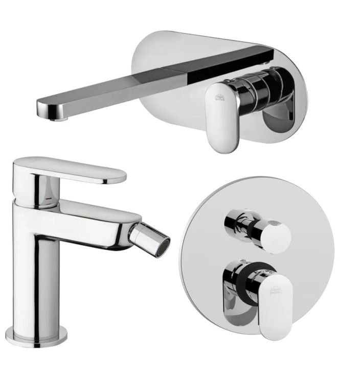 20 CM WASHBASIN MIXER SET WITH BIDET AND CHROME 2-OUTLET BUILT-IN SHOWER -  CANDY DI PAFFONI - CA-58C