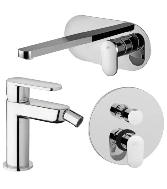 20 CM WASHBASIN MIXER SET WITH BIDET AND CHROME 2-OUTLET BUILT-IN SHOWER -  CANDY DI PAFFONI - CA-58C