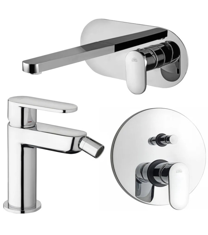 SET MISCELATORE LAVABO BOCCA 24,5 CM + BIDET ED INCASSO DOCCIA CON DEVIATORE CROMATO - CANDY DI PAFFONI - CA-65C