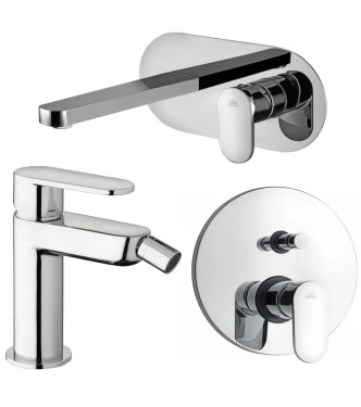 SET MISCELATORE LAVABO BOCCA 24,5 CM + BIDET ED INCASSO DOCCIA CON DEVIATORE CROMATO - CANDY DI PAFFONI - CA-65C