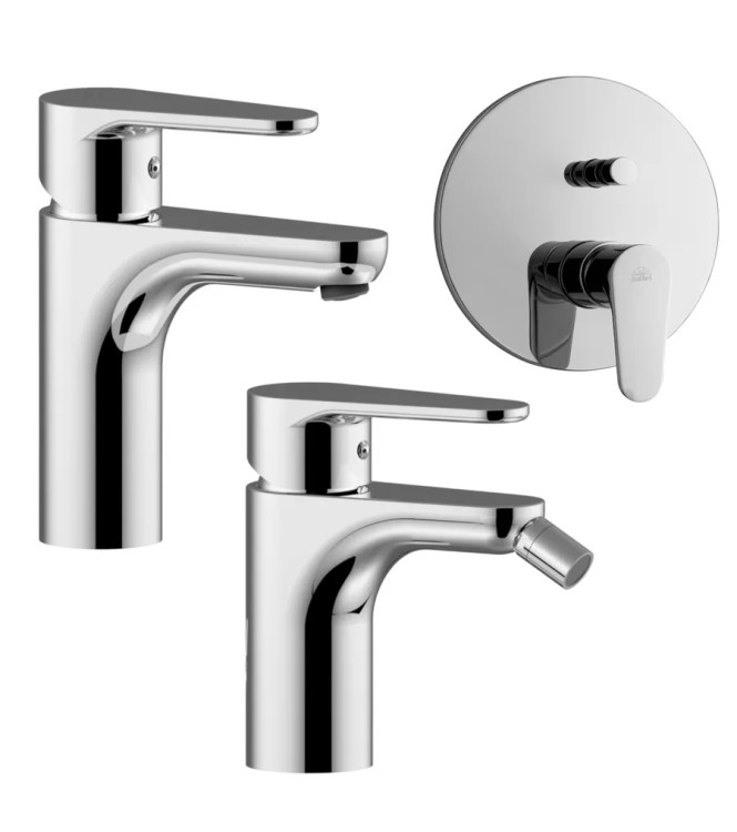 SET MISCELATORE LAVABO E BIDET + INCASSO DOCCIA CON DEVIATORE CROMATO - GREEN DI PAFFONI - GR-75C