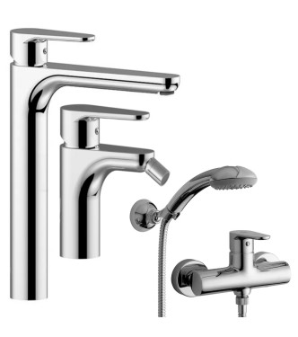 SET MISCELATORE LAVABO PROLUNGATO + BIDET + ESTERNO DOCCIA CROMATO - GREEN DI PAFFONI - GR-86C
