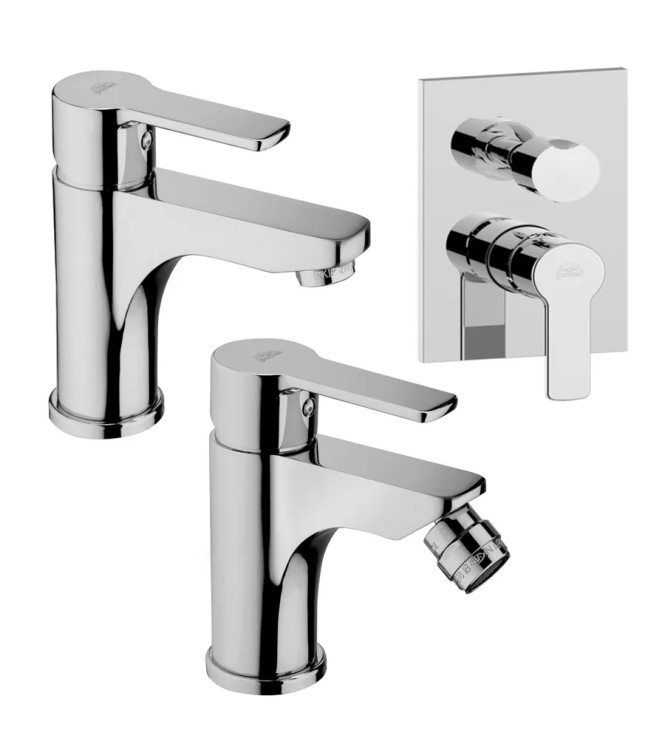 SET MISCELATORE LAVABO E BIDET + INCASSO DOCCIA 3 USCITE CROMATO - RED DI PAFFONI - RED-79