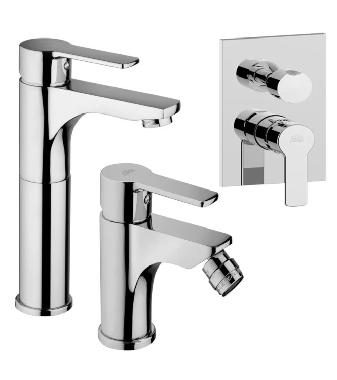 SET MISCELATORE LAVABO PROLUNGATO + BIDET + INCASSO DOCCIA 2 USCITE CROMATO - RED DI PAFFONI - RED-88