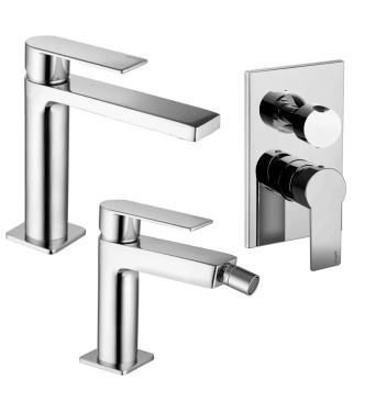 WASHBASIN AND BIDET MIXER SET WITH BUILT-IN SHOWER, 3 OUTLETS, CHROME - TANGO BY PAFFONI - TA-79C