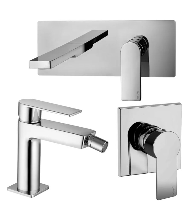 SET MISCELATORE LAVABO BOCCA 24 CM + BIDET ED INCASSO DOCCIA CROMATO - TANGO DI PAFFONI - TA-16C