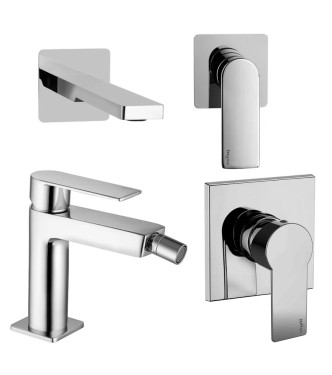 15 CM CONCEALED WASHBASIN MIXER SET WITH BIDET AND CHROME SINGLE-LEVER SHOWER - TANGO BY PAFFONI - TA-11C