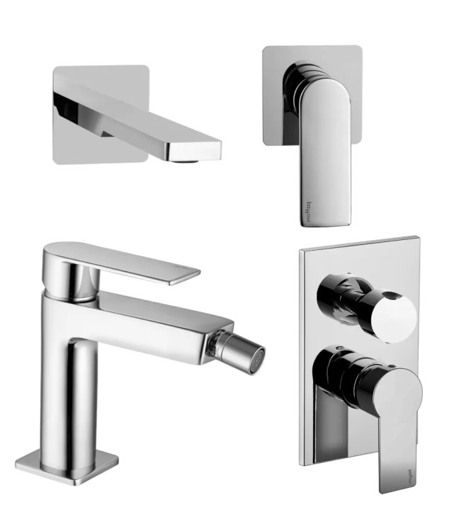 SET MISCELATORE INCASSO LAVABO 15 CM + BIDET ED INCASSO DOCCIA 3 USCITE CROMATO - TANGO DI PAFFONI - TA-95C