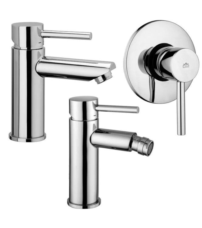 WASHBASIN AND BIDET MIXER SET WITH CHROME SINGLE-LEVER SHOWER - STICK BY PAFFONI - SK-17C