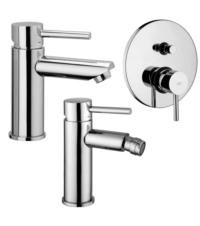 WASHBASIN AND BIDET MIXER SET WITH CHROME SHOWER HEAD WITH DIVERTER - STICK BY PAFFONI - SK-75C