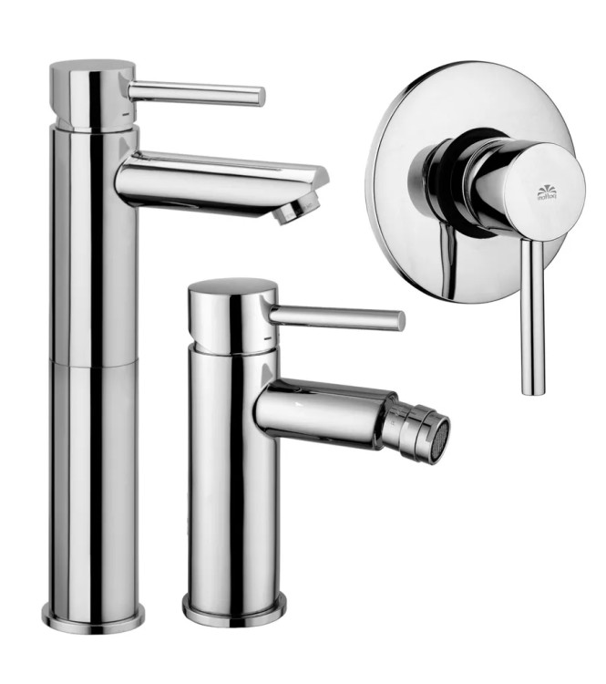 EXTENDED WASHBASIN AND BIDET MIXER SET WITH CHROME SINGLE-LEVER SHOWER -  STICK DI PAFFONI - SK-18C