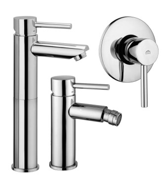 EXTENDED WASHBASIN AND BIDET MIXER SET WITH CHROME SINGLE-LEVER SHOWER -  STICK DI PAFFONI - SK-18C