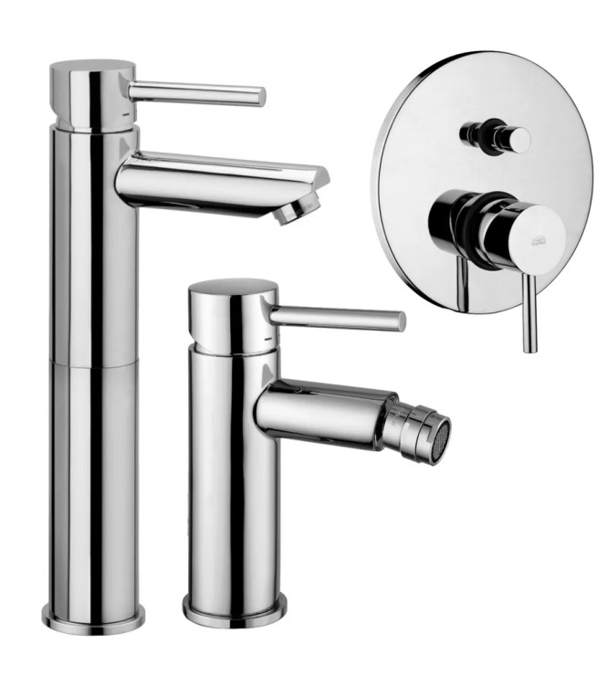 EXTENDED WASHBASIN AND BIDET MIXER SET WITH CHROME SHOWER HEAD WITH DIVERTER -  STICK DI PAFFONI - SK-85C