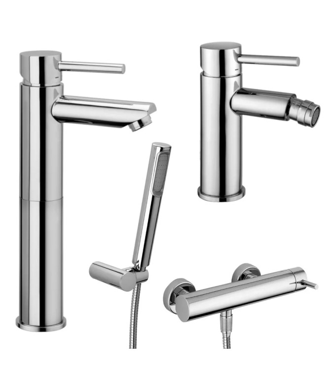 SET MISCELATORE LAVABO PROLUNGATO + BIDET + ESTERNO DOCCIA CROMATO - STICK DI PAFFONI - SK-86C