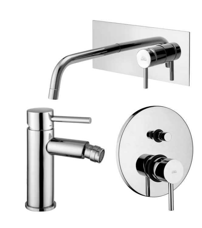 12.3 CM WASHBASIN MIXER SET WITH BIDET AND CHROME-PLATED SHOWER HEAD WITH DIVERTER -  STICK DI PAFFONI - SK-45C