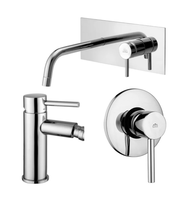 24.8 CM WASHBASIN MIXER SET WITH BIDET AND CHROME SINGLE-LEVER SHOWER -  STICK DI PAFFONI - SK-16C
