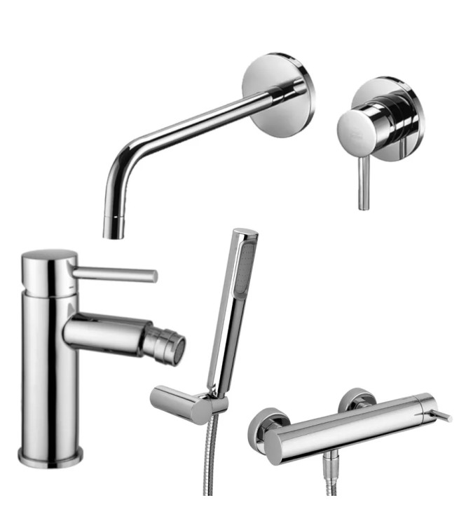 7 CM WASHBASIN MIXER SET WITH 24.8 CM SPOUT, BIDET AND EXTERNAL CHROME SHOWER -  STICK DI PAFFONI - SK-96C