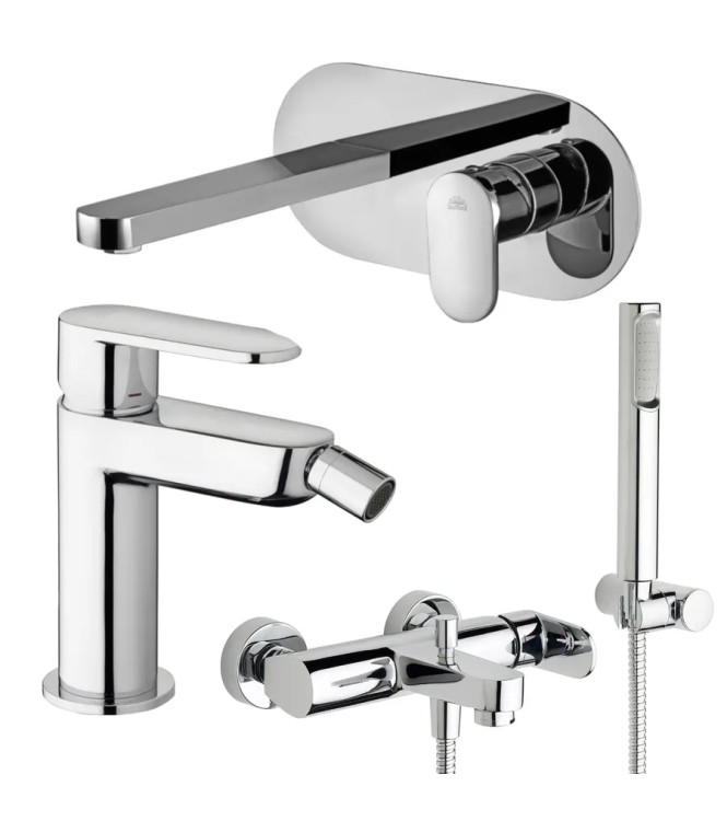 SET MISCELATORE LAVABO BOCCA 20 CM + BIDET ED ESTERNO VASCA CROMATO - CANDY DI PAFFONI - CA-53C