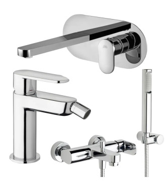 SET MISCELATORE LAVABO BOCCA 24,5 CM + BIDET ED ESTERNO VASCA CROMATO - CANDY DI PAFFONI - CA-63C