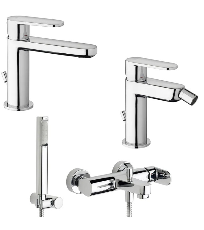 PAFFONI CANDY MIXERS FOR WASHBASIN AND BIDET WITH DRAIN AND BATHTUB SET - CANDLBV