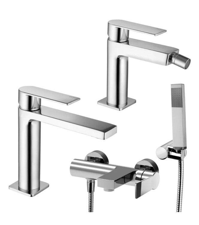 SET MISCELATORE LAVABO E BIDET + ESTERNO VASCA CROMATO - TANGO DI PAFFONI - TA-73C