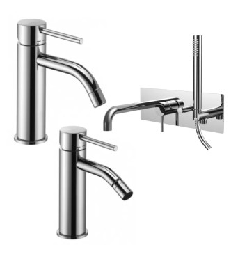 WASHBASIN AND BIDET MIXER SET WITH CHROME SHOWER -  LIGHT BY PAFFONI - LG-B1C