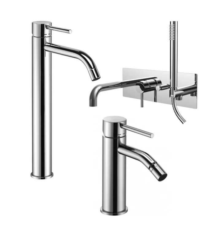 EXTENDED WASHBASIN AND BIDET MIXER SET WITH CHROME BUILT-IN BATHTUB - LIGHT BY PAFFONI - LG-LB2C