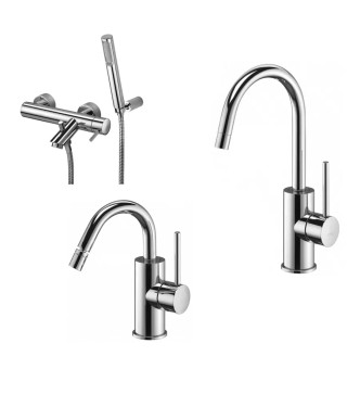 SET MISCELATORE LAVABO E BIDET CANNA A U + ESTERNO DOCCIA/VASCA + SUPPORTO CROMATO - LIGHT DI PAFFONI - LG-A5C
