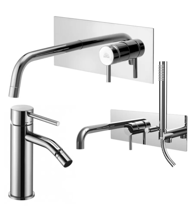 SET MISCELATORE INCASSO LAVABO + BIDET ED INCASSO VASCA CROMATO - LIGHT DI PAFFONI - LG-A11C