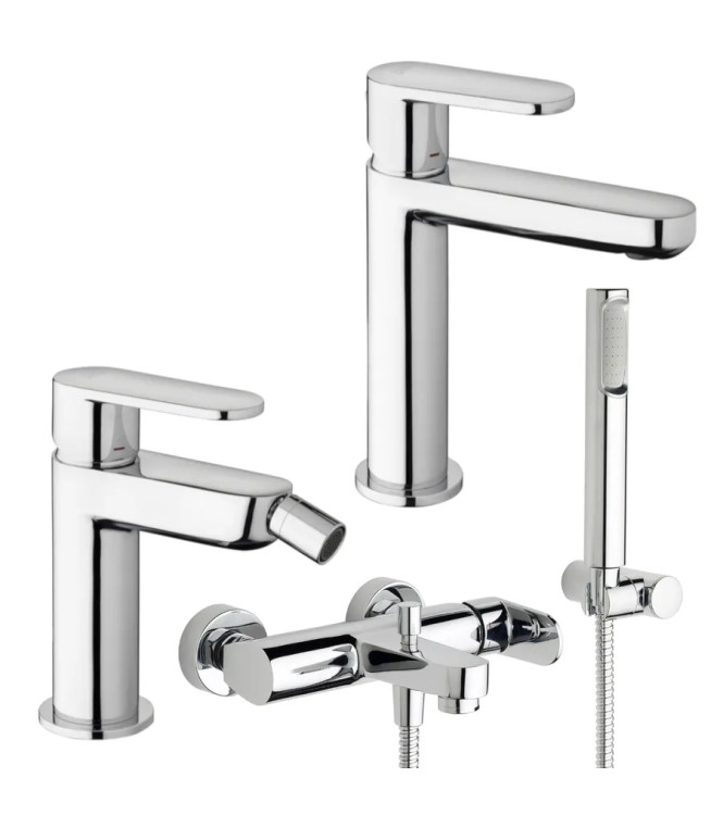 SET MISCELATORE LAVABO E BIDET + ESTERNO VASCA CROMATO - CANDY DI PAFFONI - CA-73C