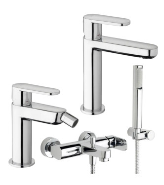 WASHBASIN AND BIDET MIXER SET WITH CHROME EXTERNAL BATH - CANDY BY PAFFONI - CA-73C