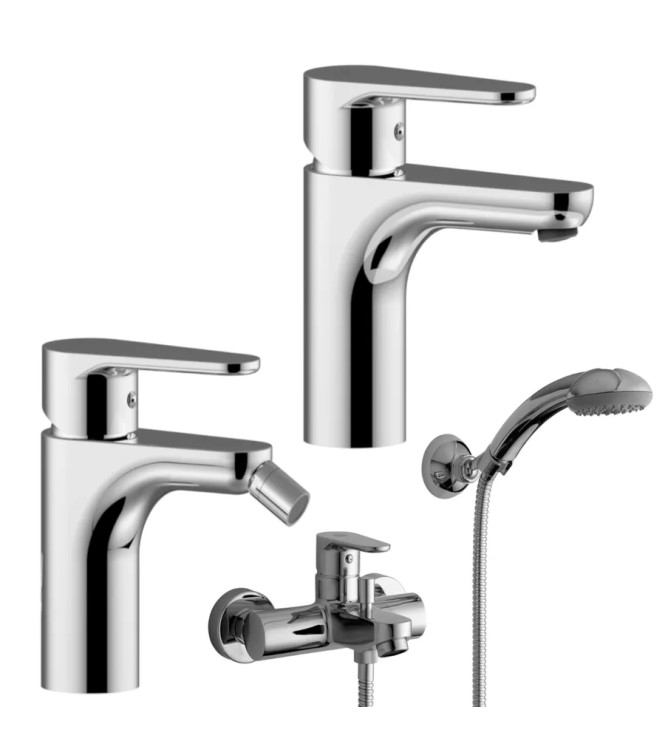 SET MISCELATORE LAVABO E BIDET + ESTERNO VASCA CROMATO - GREEN DI PAFFONI - GR-73C