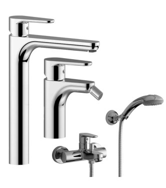 SET MISCELATORE LAVABO PROLUNGATO + BIDET + ESTERNO VASCA CROMATO - GREEN DI PAFFONI - GR-83C