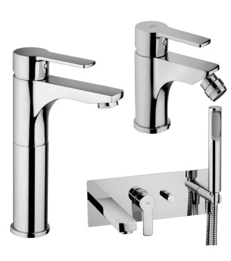 SET MISCELATORE LAVABO PROLUNGATO + BIDET + INCASSO VASCA CROMATO - RED DI PAFFONI - RED-8C